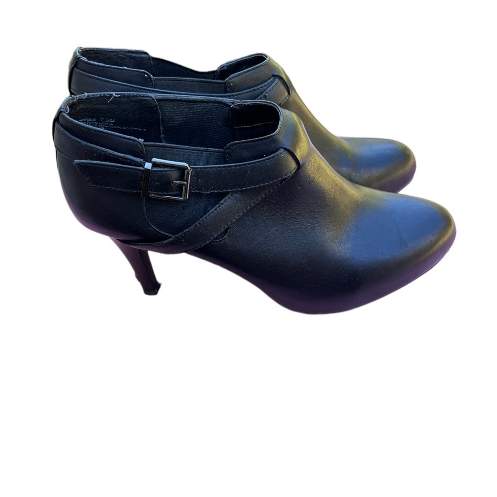 WOMEN’S ME TOO BLACK HEELED BOOTIES LEATHER SIZE 7.5 M